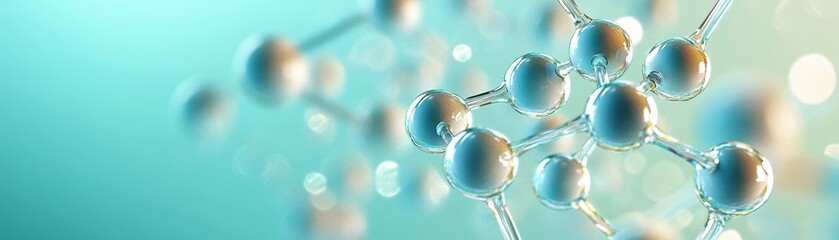 Wall Mural - abstract molecular structure with spheres and connections on a gradient background