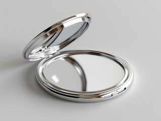 Wall Mural - Close-up of compact mirror with sleek design on a white background