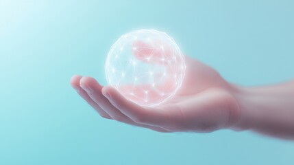 A hand holding a glowing sphere