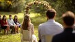 © TPS Studio - Outdoor Wedding Ceremony with Guests Wearing Masks During Pandemic in Scenic Garden Setting