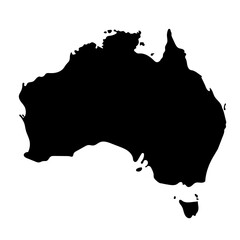 Wall Mural - Hand drawn black map of Australia. Silhouette, geography. Vector isolated on white background