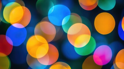 Wall Mural - Vibrant bokeh lights background with colorful circles of light