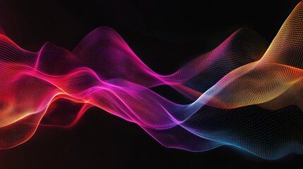 Wall Mural - abstract flowing blue and pink smoke-like waves on dark background generative ai