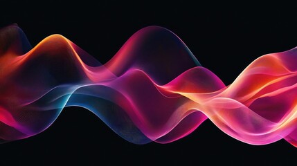 Wall Mural - abstract flowing blue and pink smoke-like waves on dark background generative ai
