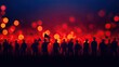 © Vodkaz - A vibrant silhouette of a crowd against a colorful backdrop, representing unity and energy during a lively event. Labor day