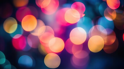 Wall Mural - Vibrant bokeh lights background in festive colors