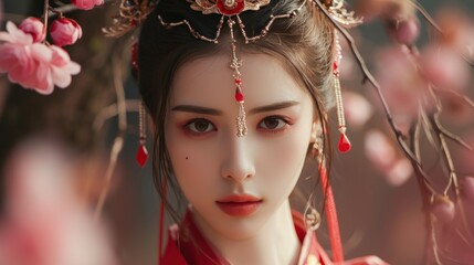 Beautiful woman in the goddess ancient china beauty style background, ai generated