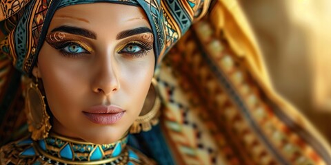 Beautiful woman in the goddess ancient egypt beauty style background, ai generated