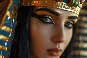 Beautiful woman in the goddess ancient egypt beauty style background, ai generated