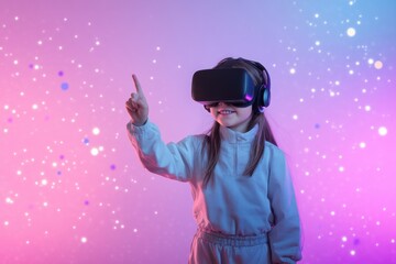 Wall Mural - Kid wear VR headset for leaning playing studing