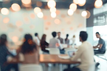 Sticker - Working with a purpose and a plan Defocused shot of a group of businesspeople having a meeting in an office