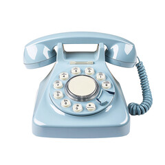 Wall Mural - a blue rotary telephone with a cord