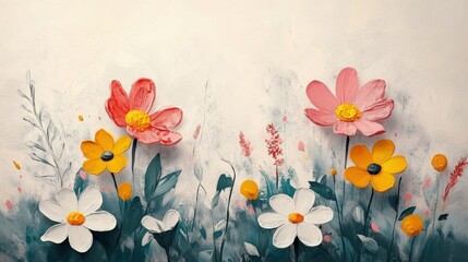 Wall Mural - Minimalist wildflower in cartoon style