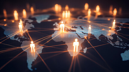 Wall Mural - Global Network Connections.