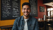 © Arceli - adult hispanic boy cafe restaurant background portrait shot