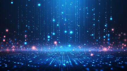 Futuristic digital abstract background with glowing particles and lines, perfect for technology-themed designs and presentations.