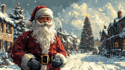 santa claus. Pixel art illustration.