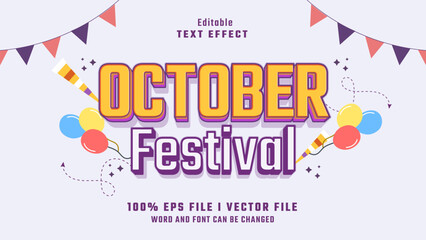 editable october festival text effect.typhography logo