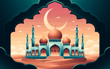 Mosque illustration in gradient style