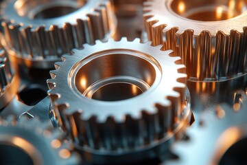 Aufkleber - Gears working together on circuit board forming complex mechanism