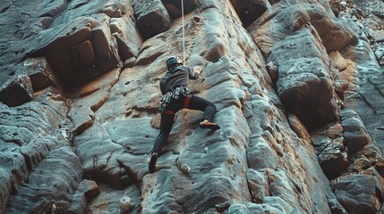 Wall Mural - A rock climber scaling a cliff face.