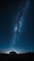 Sticker - The expansive night sky, dotted with countless stars, contrasts beautifully with the deep blue space around it