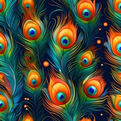Wall Mural - vibrant peacock feathers pattern for unique and exotic backgrounds