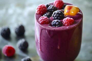 Wall Mural - Purple Berry Smoothie with Peach