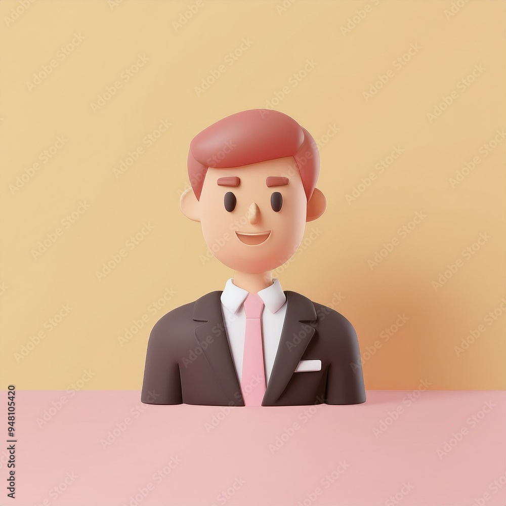 Stylized 3D character of a young professional man in a suit, ideal for ...