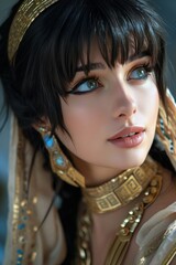 Beautiful woman in the goddess babylonian civilization beauty style background, ai generated