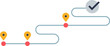© VectorMine - Abstract roadmap with checkpoints and a tick mark indicating goal achievement.