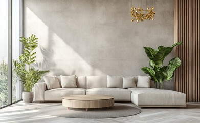 Canvas Print - Blank wall mockup in loft interior, industrial style, 3D render