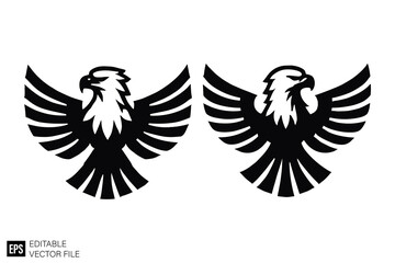 eagle set Isolated vector graphic illustration design in black and white silhouette for clip art templates