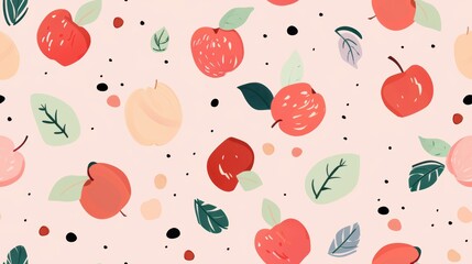 Seamless repetitive pattern background of fresh ripe apple for fabric design