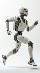 Wall Mural - a humanoid ai robot is running with fluid motion, demonstrating its advanced design and agility in a