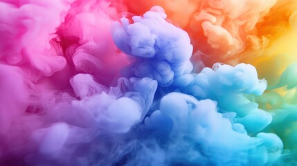 Wall Mural - Vibrant abstract smoke in shades of pink, blue, and orange, creating a mesmerizing and dynamic visual effect.