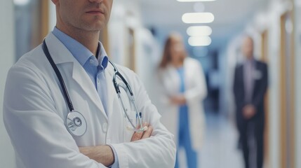 Wall Mural - A detailed scene of primary care, showing the essential role of family doctors and general practitioners in maintaining patient health.