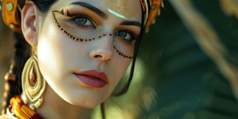 Beautiful woman in the goddess maya civilization beauty style background, ai generated