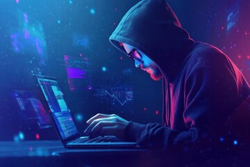 Cybersecurity Hacker Using Laptop