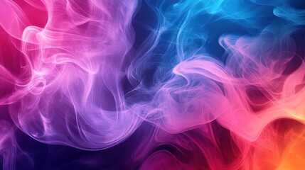 Wall Mural - Colorful swirling smoke in vibrant pink, blue, and orange hues creates a mesmerizing abstract background.