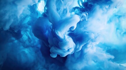 Wall Mural - A captivating swirl of blue and white smoke creates a mesmerizing abstract pattern in this ethereal composition.