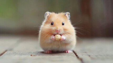 Wall Mural - A hamster is eating a nut