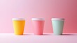 © RINLADA - Paper cups with sleek, modern design, holding refreshing cold beverages, positioned against a bright, minimalist background, highlighting their use for on-the-go enjoyment.