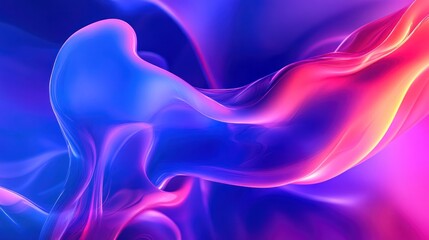 Wall Mural - Abstract fluid shapes in vibrant blue and pink hues create a mesmerizing and dynamic visual effect.