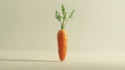 Single carrot with green top isolated on a clean background