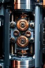 Wall Mural - close-up of intricate mechanical gears and components in a modern industrial machine