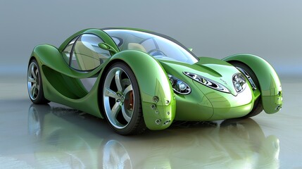 Wall Mural - A futuristic green car.