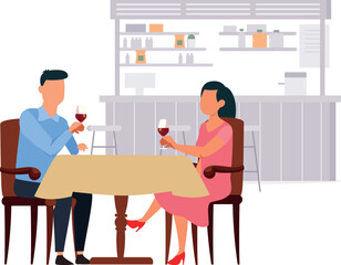 Wall Mural - The couple is drinking.