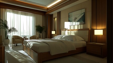 Canvas Print - Luxurious Bedroom Interior Design with Natural Light