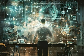 Man Studying Digital Interface